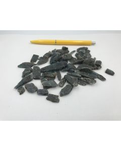 Kyanite crystals; dark blue-green, Tanzania; 100 g