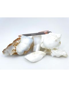 Cacholong, opal; white, gemmy, Java, Indonesia; 1 kg
