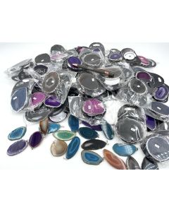 B-Ware; Mobile phone holder (hinged) with agate disc + agate disc with eyelet, both defective!; Lot with approx. 70 pieces