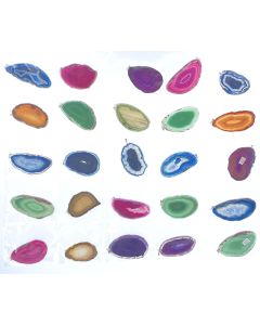 Agate disc pendant; different colors, with eyelet; 1 lot with 25 pieces