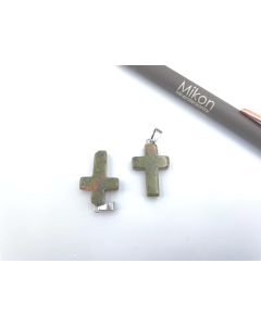 Gemstone pendant; cross, Unakite, approx. 2.5 cm; 1 piece