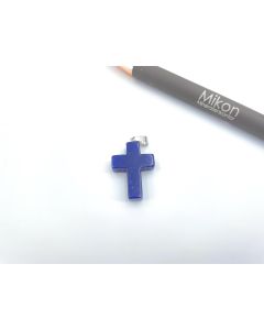 Gemstone pendant; cross, blue Quartz, approx. 2.5 cm; 1 piece

