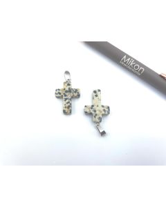 Gemstone pendant; cross, Leopard Jasper, approx. 2.5 cm; 1 piece

