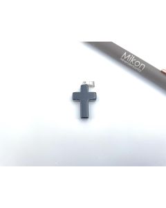 Gemstone pendant; cross, Onyx, approx. 2.5 cm; 1 piece

