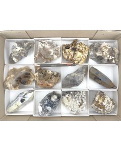 Smoky quartz xx, feldspar xx on matrix; Mt. Malosa, Zomba, Malawi; 1 flat, unique