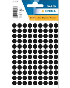 Adhesive lables (dots) black, 8 mm diameter, 1 small package, Made in Germany (!)