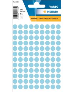 Adhesive lables (dots) ligth-blue, 8 mm diameter, 1 small package, Made in Germany (!)