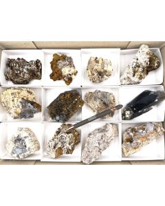 Blue Quartz xx, Smoky Quartz xx, Pseudomorph xx, Siderite xx, Feldspar xx; on matrix; Mt. Malosa, Zomba, Malawi; 1 flat, unique specimen