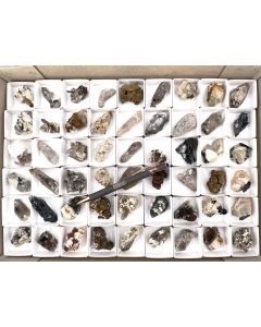 Aegirine xx, Feldspar xx, Quartz xx, Siderite xx; on matrix or loose; Mt. Malosa, Zomba, Malawi; 1 flat, unique specimen