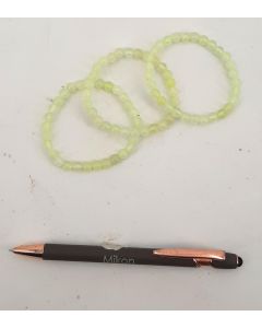 Bracelet, jade, very light green to lime green with a silver ball, 6 mm balls, 1 piece