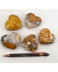 Bumble Bee Jasper Heart, Polished; Indonesia 5 piece