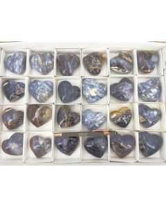Chalcedony hearts, blue-purple, polished, Indonesia; 1 lot with 24 pieces