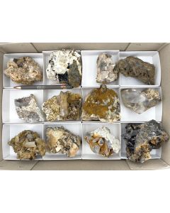 Smoky Quartz xls, Aegirine xls, Siderite xls; Mt. Malosa, Zomba, Malawi; 1 flat; unique piece (386)