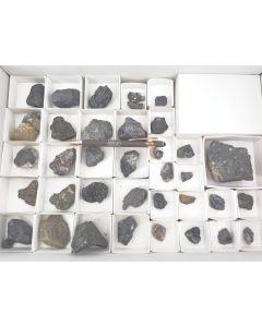 Silver minerals, pyrargyrite xx, dyscrasite, argyrodite xx, canfieldite xx; Colquechaca, Bolivia; 1 flat, Unique (14)