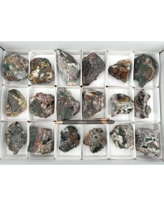 Libethenite xls, Pseudomalachite xls; Portugal; 1 flat; unique piece 