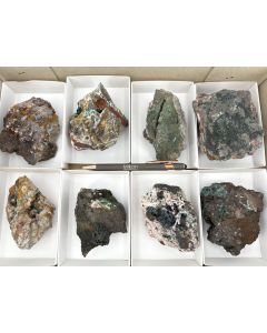 Libethenite xls, Pseudomalachite xls; Portugal; 1 flat; unique piece 