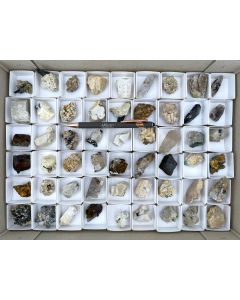 Feldspat xx, Zirkon xx, Rauchquarz xx, Siderit xx, Aegirin xx, Amazonit xx; Mt. Malosa, Zomba, Malawi; 1 Steige, Unikat (449)