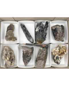 Rauchquarz xx, Aegirin xx, Feldspat xx; Mt. Malosa, Zomba, Malawi; 1 Steige, Unikat (515)