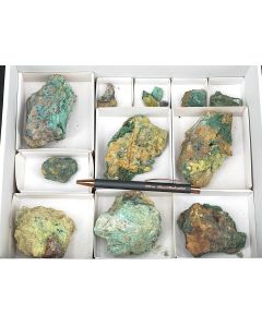 Philipsbornit, Osarizawait, Bronchantit; Grandview Mine, Arizona, USA;  1 Halbformat Steige, Unikat