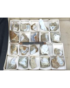 Lagenachat "Blue Lace" xx, druzy; Mt. Malosa, Zomba, Malawi; 1 Partie mit 20 Stück; Unikat 