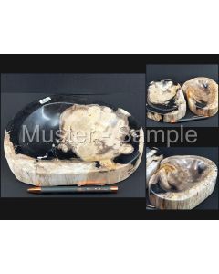 Fossilized (petrified) wood; bowl; polished; Sumatra, Indonesia; 10 pieces