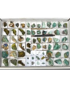 Osarizawait, Parnauit, Philipsbornit xx; Grandview Mine, Grand Canyon, AZ, USA; 1 Steige; Unikat