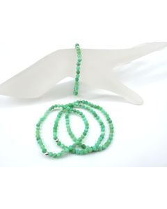 Bracelet, chrysoprase + silver, 3 mm spheres, faceted, 1 piece