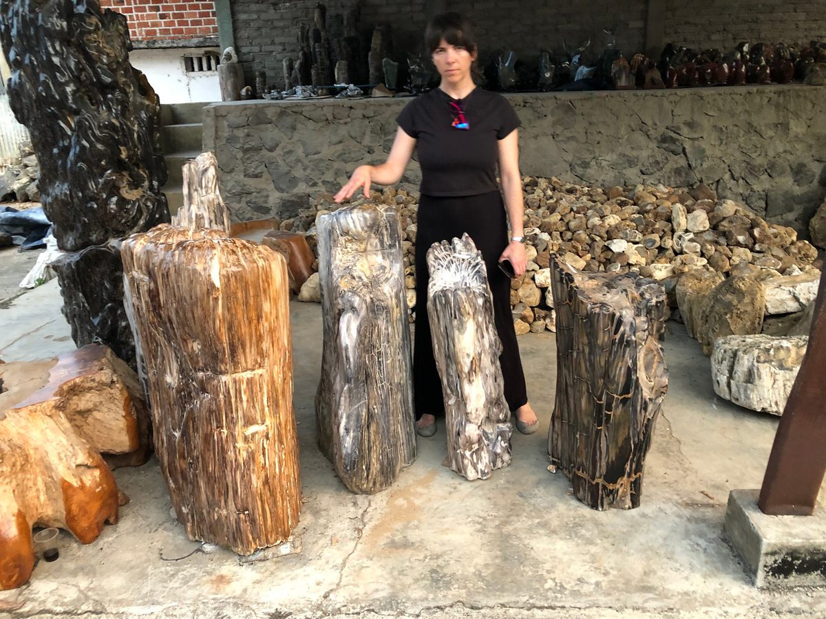 Indonesien: Fossiles Holz, samt Verarbeitung