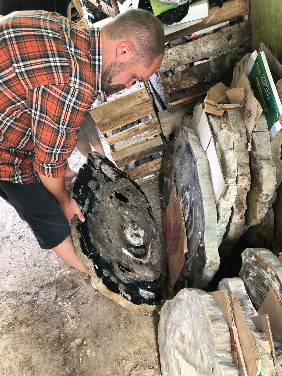 Indonesien: Fossiles Holz, samt Verarbeitung