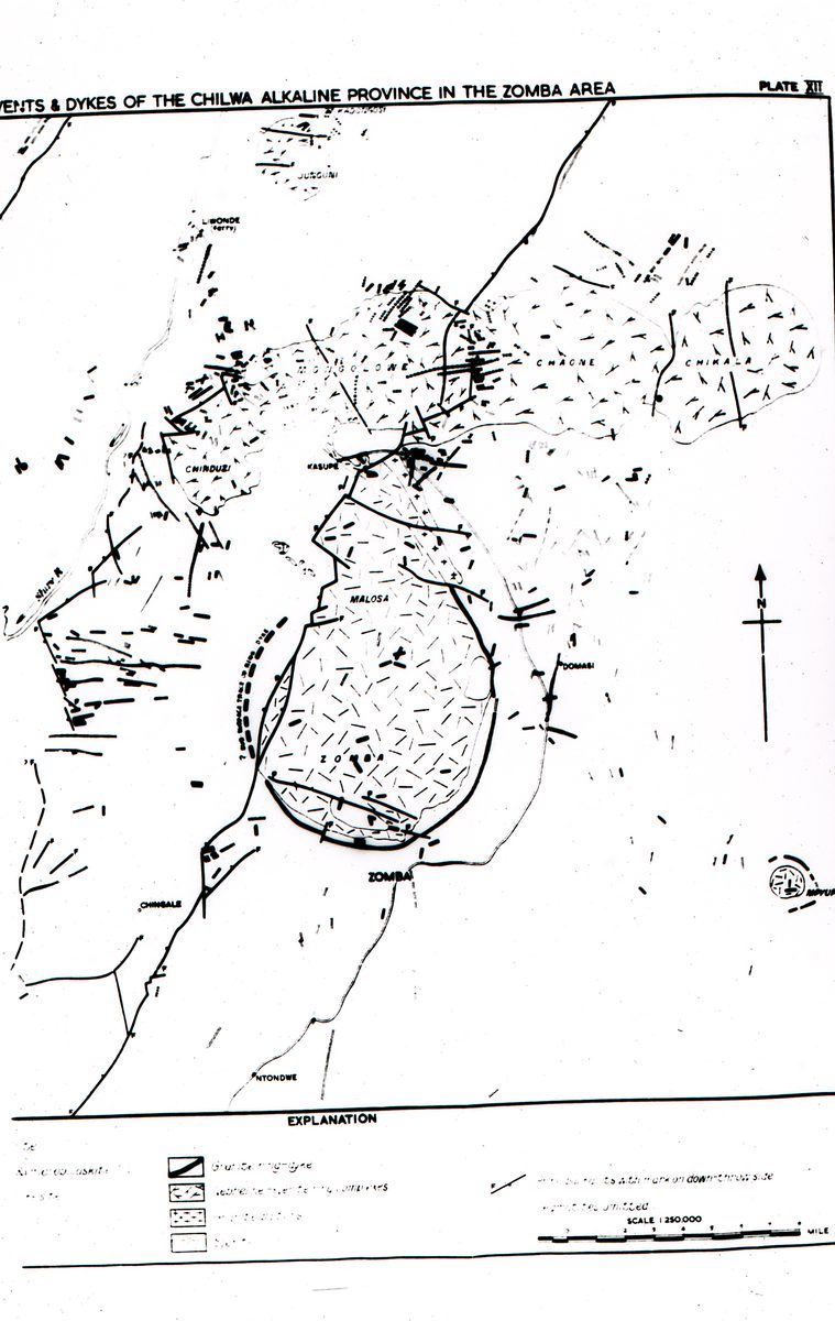 Malawi: Geologische Karte von Malosa